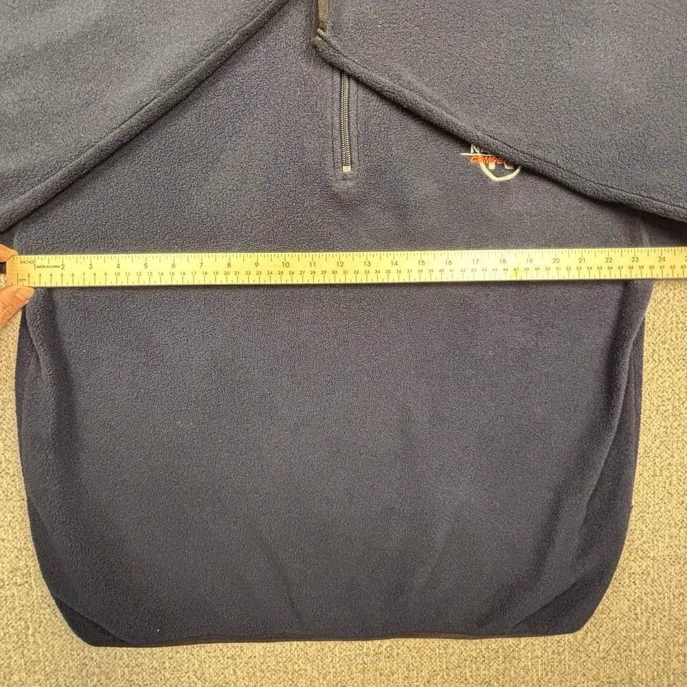 Nautica Competition VTG Mens L‎ 1/4 Zip Fleece Jacket Navy Blue Spellout 1990s